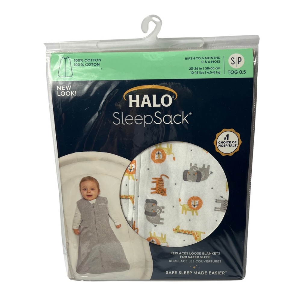 Halo SleepSack Safari Animal Design 100% Cotton Wearable Blanket